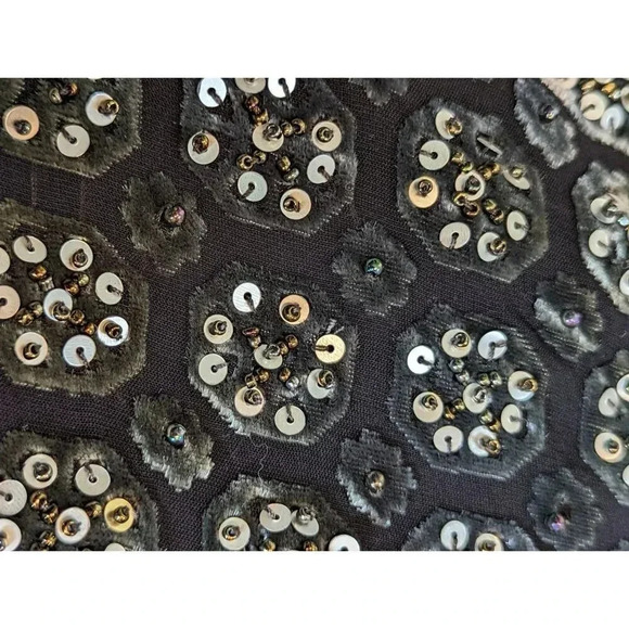 Iridescent Gray Velvet Hand Beaded Lux Evening Gown - Picture 8 of 16